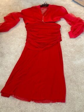 AKIRA Red Ruched Maxi sheer  skirt